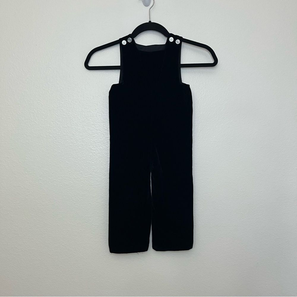Gordon & Company Vintage Black Velvet Button-Shoulder Overalls 24 months